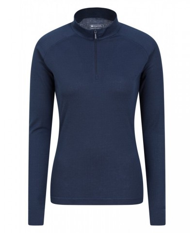 Talus Womens Zipped Turtle Neck Top Navy $13.49 Thermals