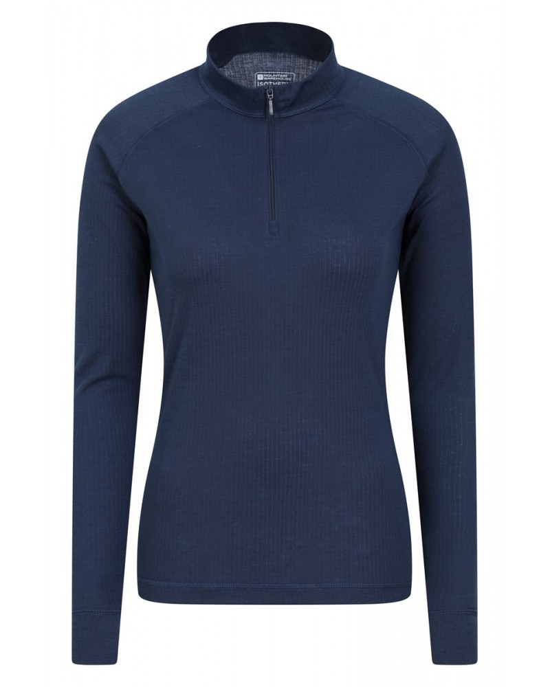 Talus Womens Zipped Turtle Neck Top Navy $13.49 Thermals