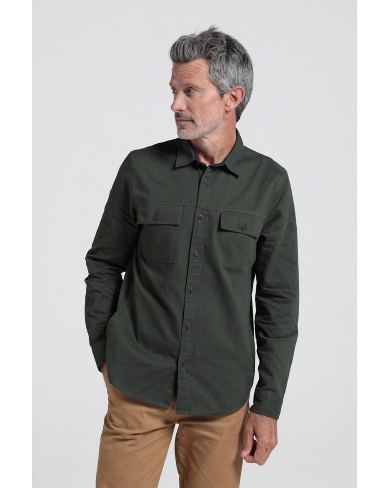 Brook Mens Long Sleeve Overshirt Khaki $14.52 Tops