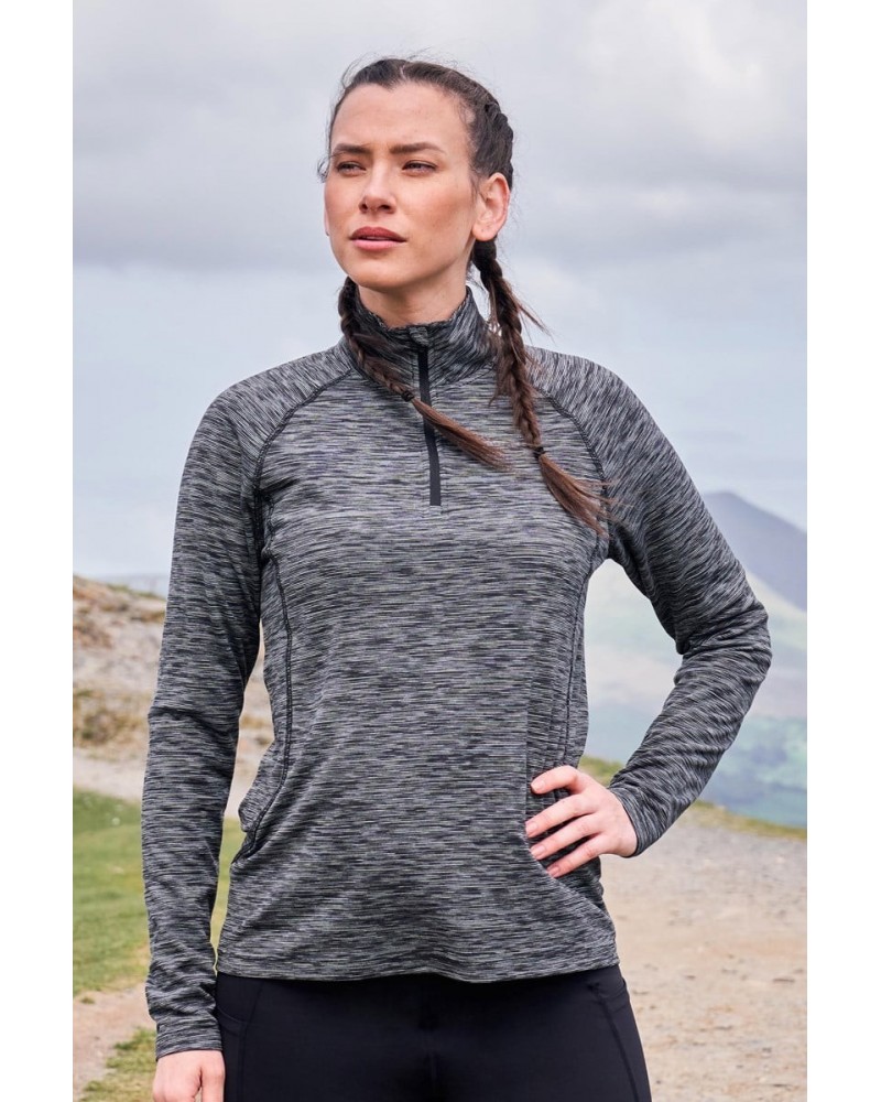 Bend And Stretch Womens Half-Zip Midlayer Black $18.14 Active