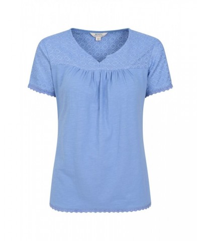 Naples Embroidered Womens Top Corn Blue $18.54 Tops