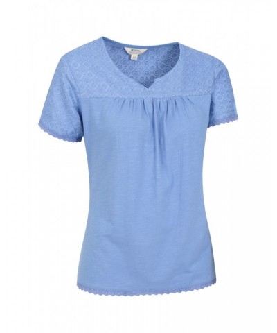 Naples Embroidered Womens Top Corn Blue $18.54 Tops