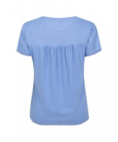 Naples Embroidered Womens Top Corn Blue $18.54 Tops