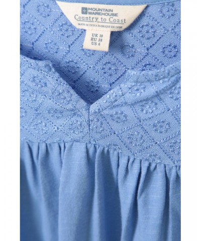 Naples Embroidered Womens Top Corn Blue $18.54 Tops