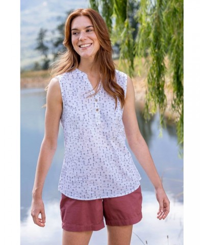 Petra Womens Printed Sleeveless Shirt Seaport $14.99 Tops