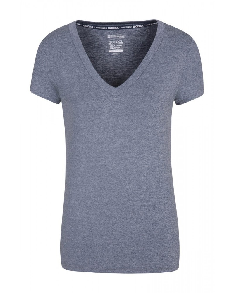 Vitality V Neck Womens Tee Navy $15.92 Active