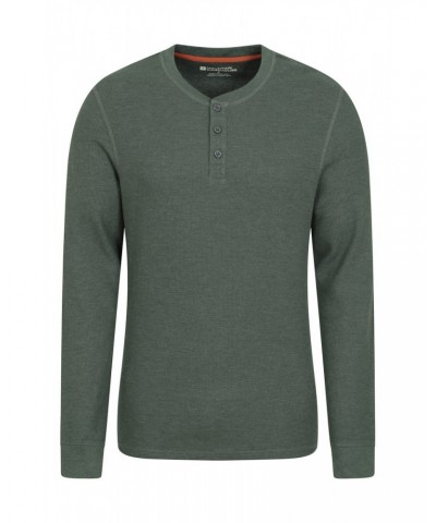 Selby Mens Waffle Henley Tee Dark Green $16.49 Tops