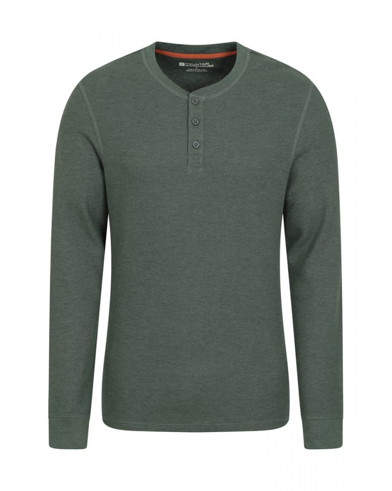 Selby Mens Waffle Henley Tee Dark Green $16.49 Tops