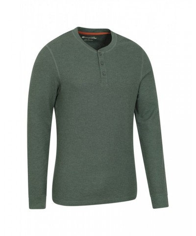 Selby Mens Waffle Henley Tee Dark Green $16.49 Tops