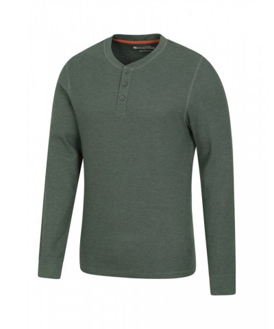 Selby Mens Waffle Henley Tee Dark Green $16.49 Tops