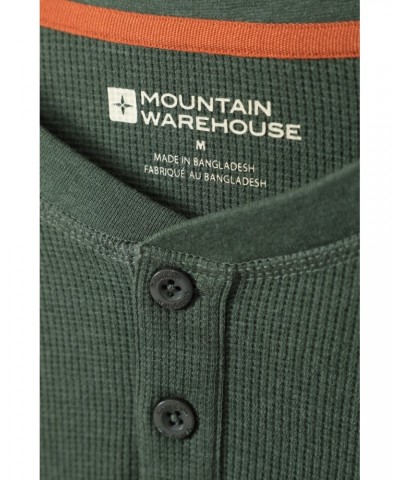 Selby Mens Waffle Henley Tee Dark Green $16.49 Tops