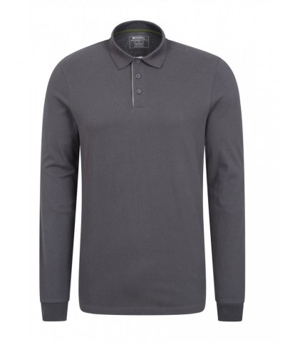 Lakeside Mens Organic Long Sleeve Polo Shirt Charcoal $14.99 Tops