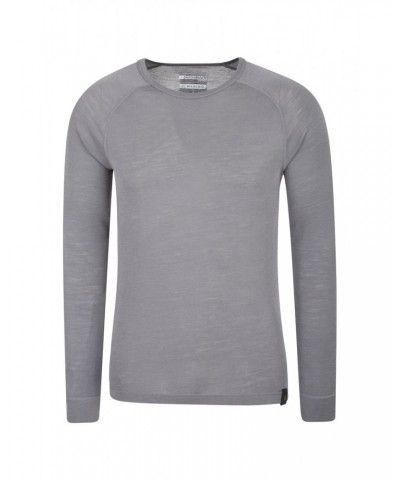 Merino Mens Long Sleeved Round Neck Top Unboxed Grey $15.17 Thermals