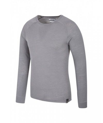 Merino Mens Long Sleeved Round Neck Top Unboxed Grey $15.17 Thermals