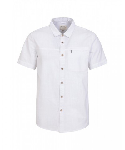 Coconut Slub Texture Mens Short-Sleeved Shirt White $17.39 Tops