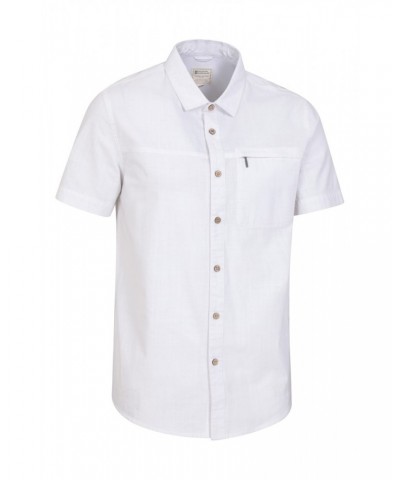 Coconut Slub Texture Mens Short-Sleeved Shirt White $17.39 Tops