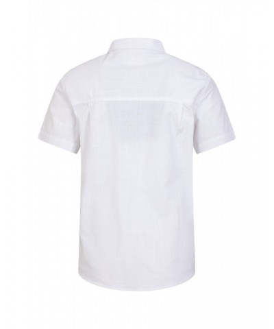 Coconut Slub Texture Mens Short-Sleeved Shirt White $17.39 Tops