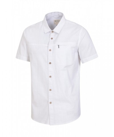 Coconut Slub Texture Mens Short-Sleeved Shirt White $17.39 Tops