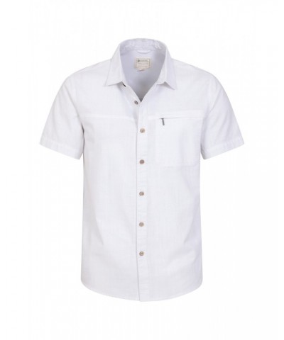 Coconut Slub Texture Mens Short-Sleeved Shirt White $17.39 Tops