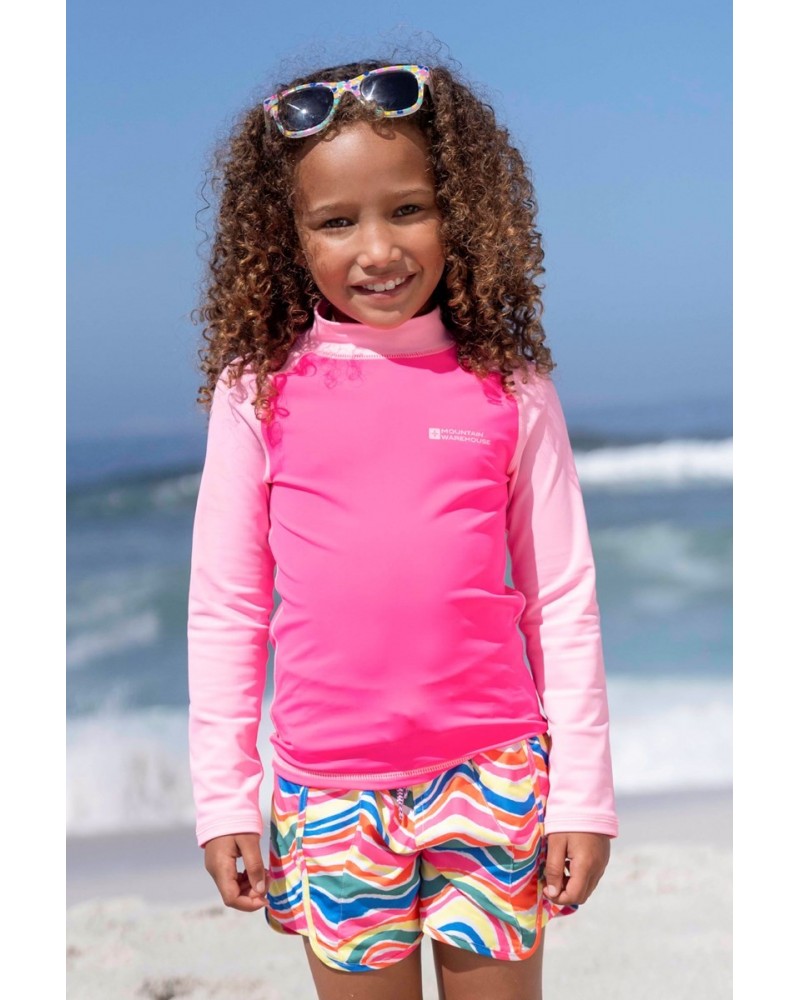 Kids Long Sleeved Rash Guard Bubblegum $13.20 Tops