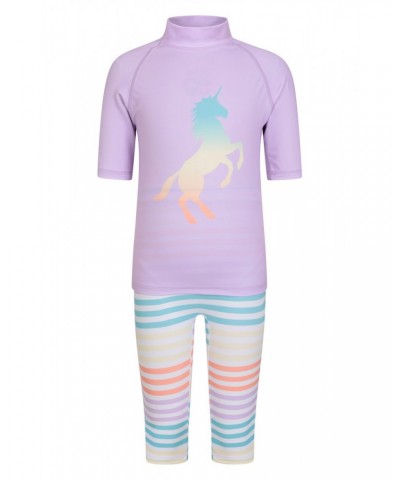 Printed Kids Rash Guard and Shorts Lilac $12.99 Tops