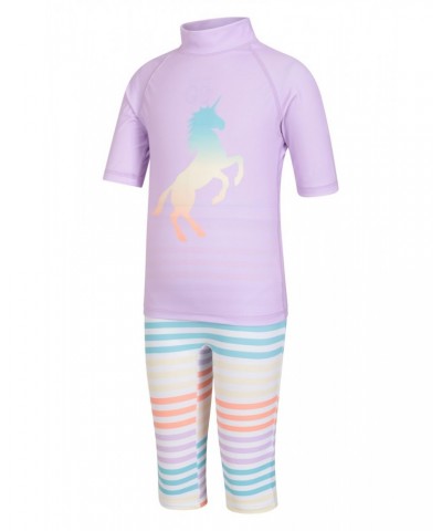 Printed Kids Rash Guard and Shorts Lilac $12.99 Tops