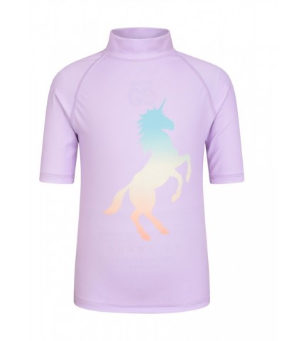 Printed Kids Rash Guard and Shorts Lilac $12.99 Tops