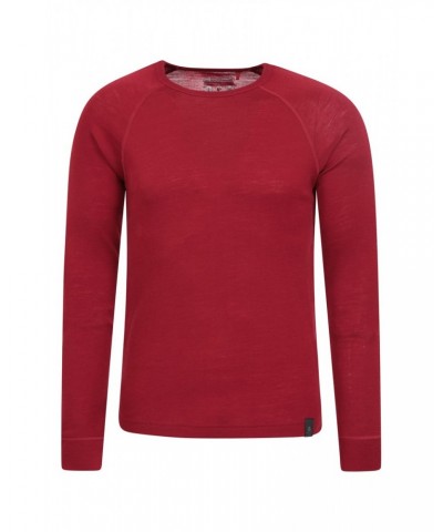 Merino Mens Long Sleeved Round Neck Top Dark Red $16.28 Thermals