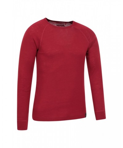 Merino Mens Long Sleeved Round Neck Top Dark Red $16.28 Thermals