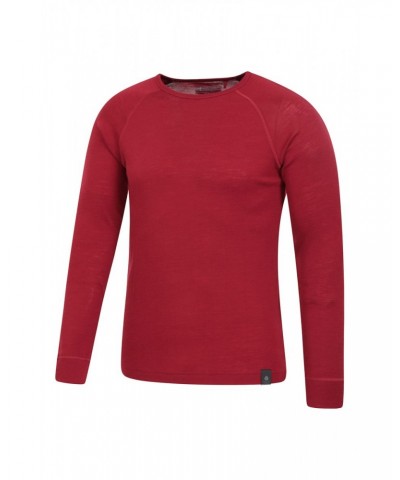 Merino Mens Long Sleeved Round Neck Top Dark Red $16.28 Thermals