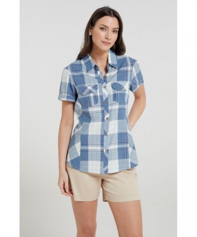 Holiday Womens Cotton Shirt Bright Blue $18.47 Tops