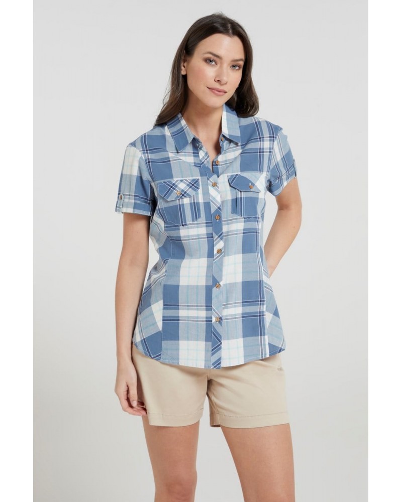 Holiday Womens Cotton Shirt Bright Blue $18.47 Tops