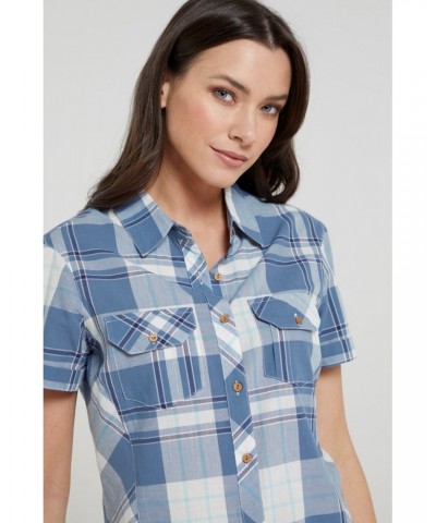 Holiday Womens Cotton Shirt Bright Blue $18.47 Tops