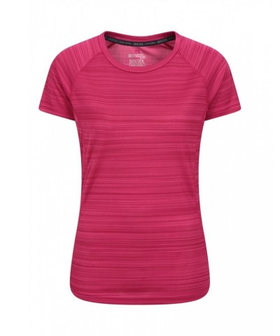 Endurance Striped Womens Tee Dark Red $10.79 Active