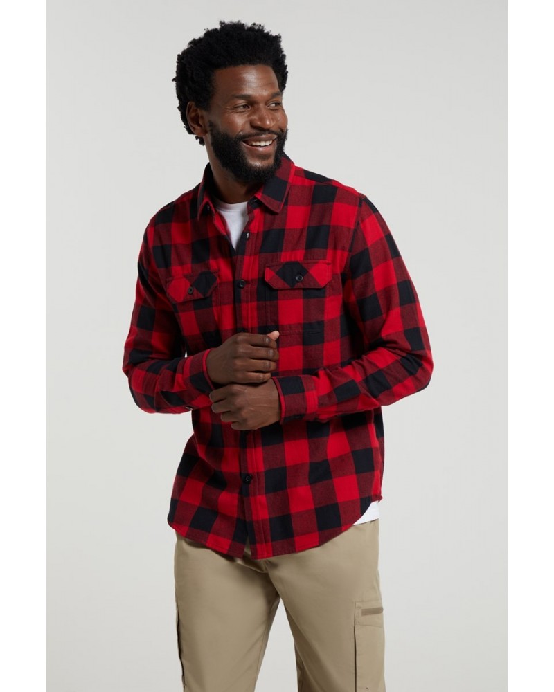 Trace Mens Flannel Long Sleeve Shirt Carbon $13.53 Tops