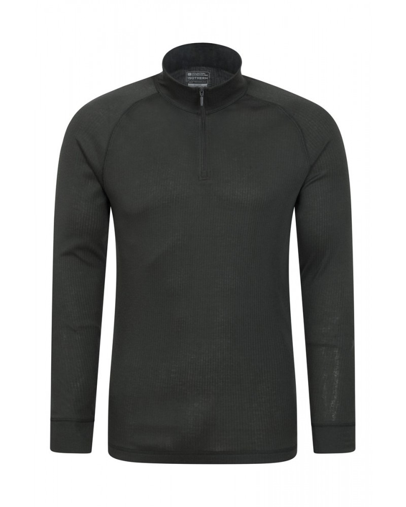 Talus Mens Long Sleeved Zip Neck Top Dark Grey $12.87 Thermals