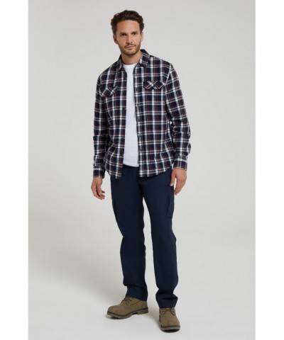 Trace Mens Flannel Long Sleeve Shirt Blue $14.52 Tops