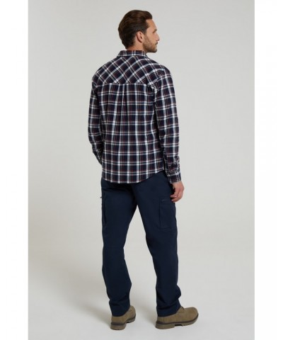 Trace Mens Flannel Long Sleeve Shirt Blue $14.52 Tops