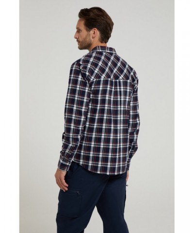 Trace Mens Flannel Long Sleeve Shirt Blue $14.52 Tops