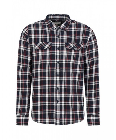 Trace Mens Flannel Long Sleeve Shirt Blue $14.52 Tops