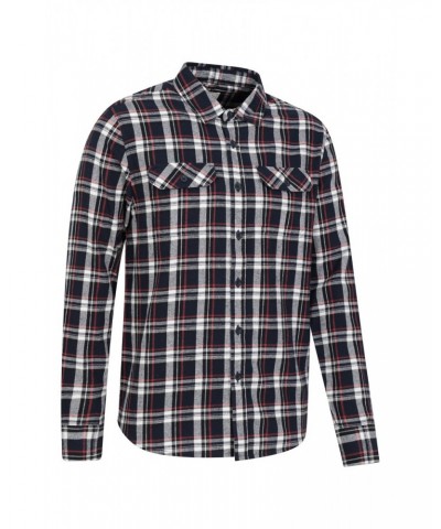 Trace Mens Flannel Long Sleeve Shirt Blue $14.52 Tops