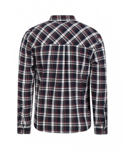 Trace Mens Flannel Long Sleeve Shirt Blue $14.52 Tops