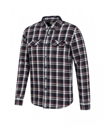 Trace Mens Flannel Long Sleeve Shirt Blue $14.52 Tops