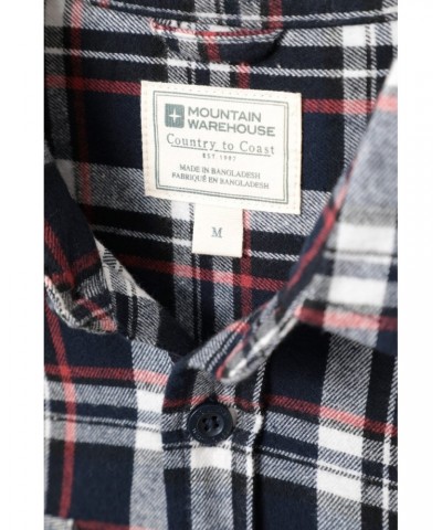 Trace Mens Flannel Long Sleeve Shirt Blue $14.52 Tops