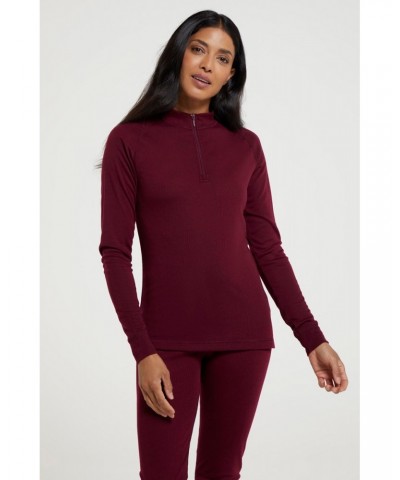 Talus Womens Zipped Turtle Neck Top Berry $14.24 Thermals