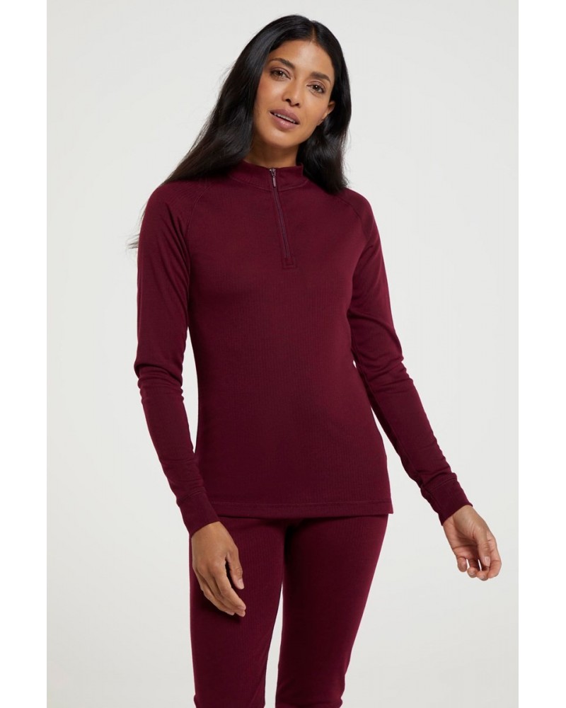 Talus Womens Zipped Turtle Neck Top Berry $14.24 Thermals