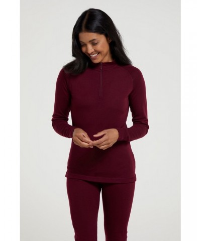 Talus Womens Zipped Turtle Neck Top Berry $14.24 Thermals