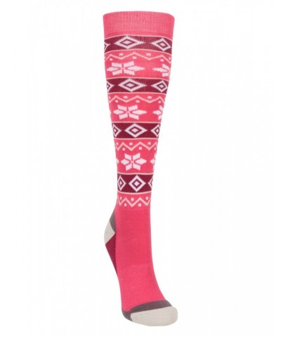 Isocool Womens Patterned Knee Length Ski Socks Dark Pink $10.59 Ski