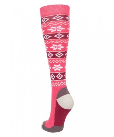 Isocool Womens Patterned Knee Length Ski Socks Dark Pink $10.59 Ski