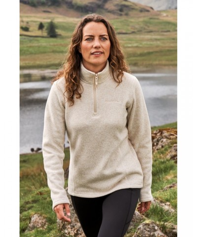 Idris Womens Half-Zip Fleece Beige $21.50 Fleece